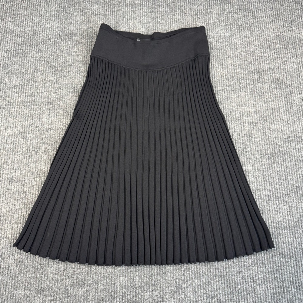 Pleated Skirt Womens XLBlack Stretch Knit Midi Pull On Dark Academia Luxury Chic